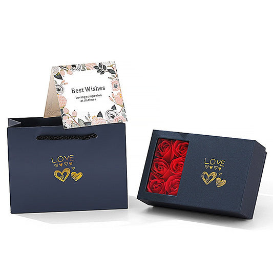 Valentine's Day Qixi Day Rose Gift Box Window opening Six flower Jewelry Box Mother's Day Immortal Flower Festival Gift Box