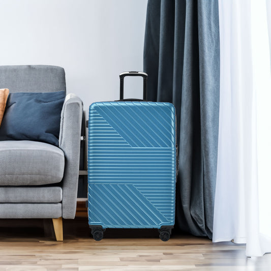 Hardshell Luggage Sets 3 Piece double spinner 8 wheels Suitcase with TSA Lock Lightweight 20''24''28'' Blue